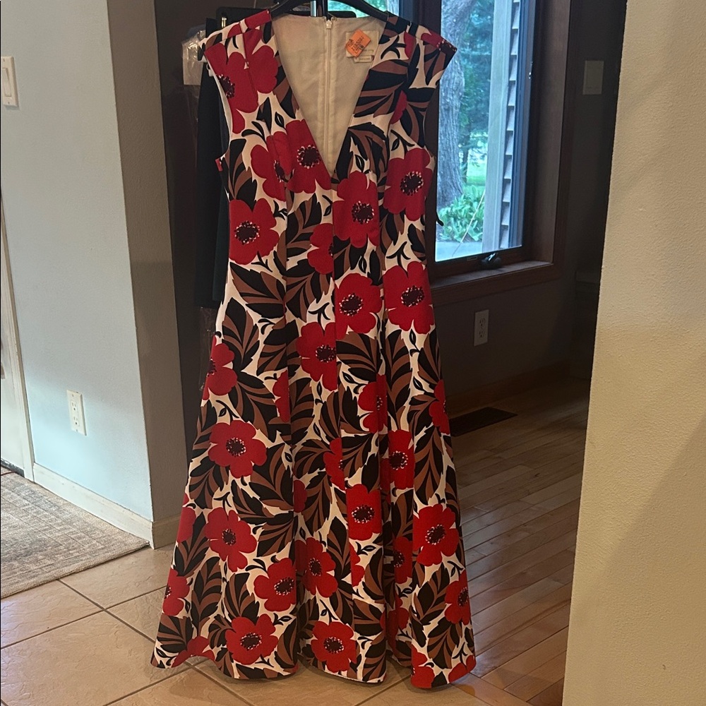 Kate Spade Floral V-Neck Midi Dress
